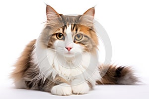 Ragamuffin Cat Upright On A White Background