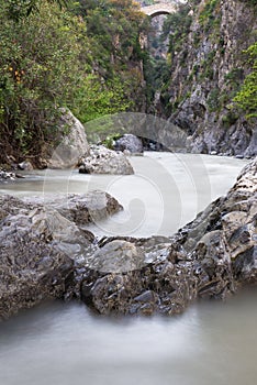 Raganello Gorges and Devil bridge in Civita, Calabria, Italy