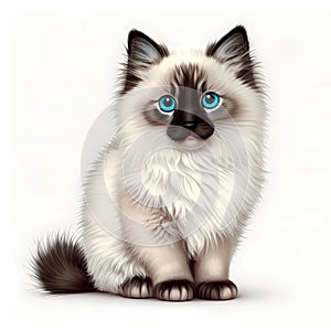 Ragdoll cat portrait icon head colorful.