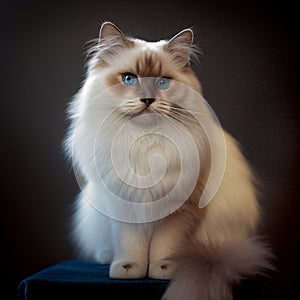 Ragdoll Cat Sitting on Blue Furniture - Style Portraits