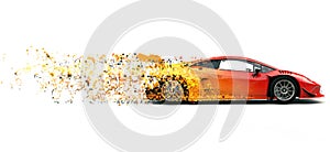 Rage red futuristic race sportscar - pixel trail FX