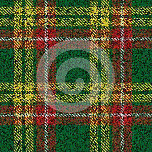 Ragged old green red yellow Scottish tartan traditional clan ornament repeatable pattern, textile texture from plaid, tablecloths
