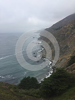 Ragged Point Coastline with fog and low clouds September 2017