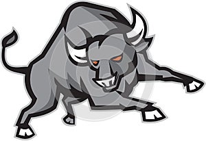 Raging Bull Attacking Charging Retro