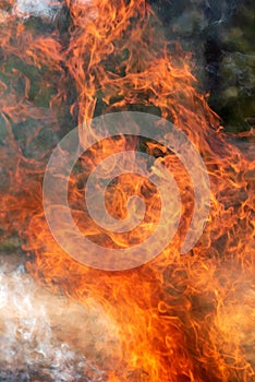 Raging fire, burning fire, bonfire, fire fighting