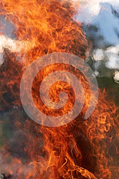 Raging fire, burning fire, bonfire, fire fighting