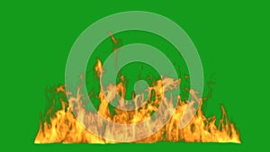 Raging fire with green screen background