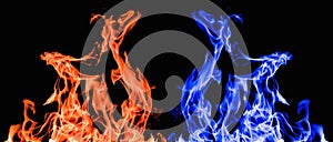 Raging flames red fire black background