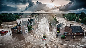 Raging Floods Engulf English Village