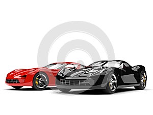 Raging red and midnight black super sports cars