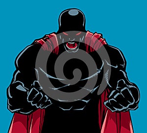 Raging Superhero Scream Silhouette