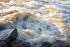 Raging waters and murky - Flooding after several days of torrential rain