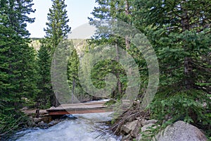 Raging white water river on Colorado hike to lost lake