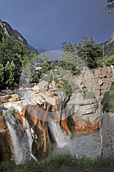 Raging wild torrent waterfall gangotri India photo