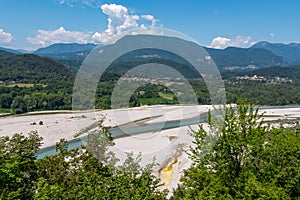 Ragogna - Panoramic view of majestic river Tagliamento seen from Castle of Ragogna (Ruvigne)