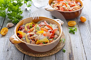 Ragout from turkey and sweet peppers