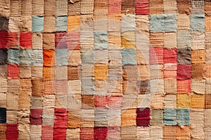 Rags Carpet Texture Background, Woven Rug Pattern, Handmade, Hand-Woven Rustic Carpet Made of Rags