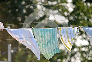 Rags on clothes line