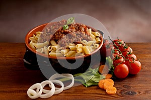 Ragu pasta in bowl