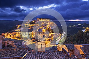 Ragusa Ibla, Italy Town View at Dusk