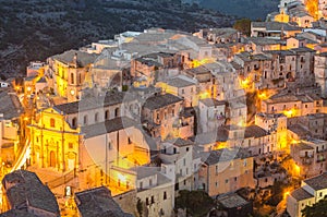 Ragusa Ibla (Sicily) in the evening photo