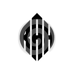 RAH circle letter logo design with circle and ellipse shape. photo
