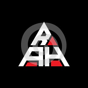 RAH triangle letter logo design with triangle shape. RAH triangle logo design monogram. RAH triangle vector logo template with red