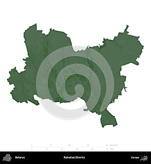 Rahacou District, Belarus, isolated on white. Physical