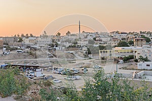 Rahat, (Beer-Sheva) Negev, ISRAEL -July 24,Panoramic view of the city of Rahat at sunset.