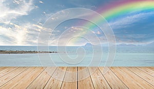 raibow on sky over sea background