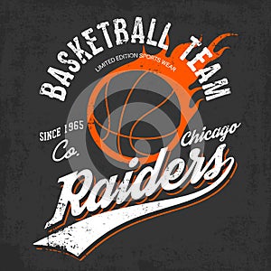 Raiders basketball team logo for sportwear