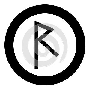 Raido rune raid symbol road icon black color vector in circle round illustration flat style image photo