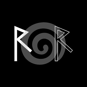 Raido rune raid symbol road icon set white color illustration flat style simple image photo