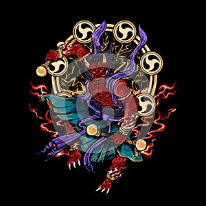 Raijin Fujin Devil Japanese Vector Illustration photo