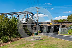 Rail bridge in the town of Ngaruawahia, New Zealand