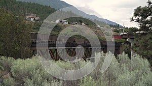 Rail Bridge and Train in Lytton BC 4K UHD