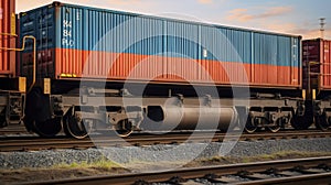 Rail Cargo Chronicles - Freight train with cargo containers. Generative AI