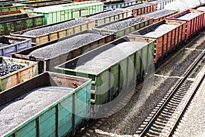 Rail cars loaded with coal.