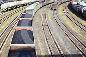 Rail cars loaded with coal.