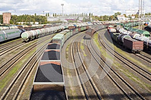 Rail cars loaded with coal.