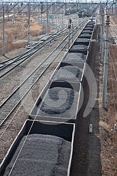 Rail cars loaded with coal