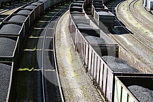 Rail cars loaded with coal.