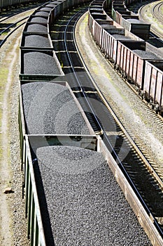 Rail cars loaded with coal.