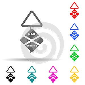 rail crossing multi color style icon. Simple glyph, flat vector of railway warnings icons for ui and ux, website or mobile