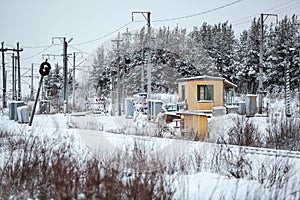 Rail crossing in winter season