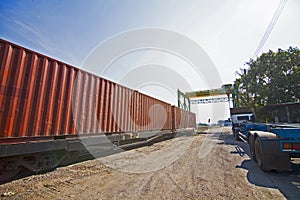 Rail freight car close-up