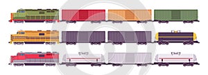 Rail Freight train, cargo or goods industrial set