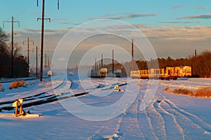 rail landscape. snowing