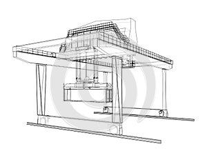 Rail-mounted gantry container crane outline