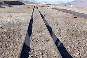 Rail at the old Caipe station in Salta Province in northwestern Argentina photo